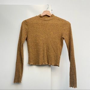 Ambiance Ribbed Turtleneck Long Sleeve Crop Top